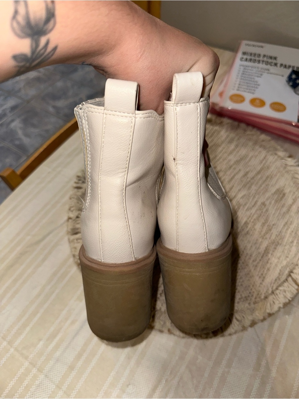 Dolce Vita Cream Chunky Heel Chelsea Booties - Picture 4 of 5